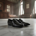 Men’s Black Premium Formal Leather Loafers | Soft Padding Hand-Made Article | All Day Comfort